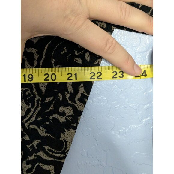 Breli Originals Blk Tan Patterned Dress Button Front Midi Gold Buttons Sz 14 - Picture 14 of 15